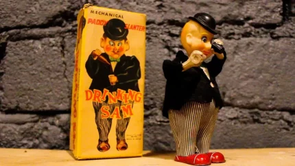 Drinking Sam, jouet mécanique fonctionnel, boîte d'origine, collector.