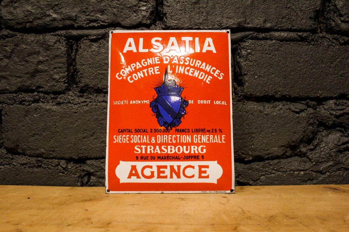 Plaque émaillée assurances Alsatia