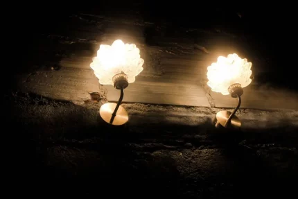 Lampe lotus en opaline, lumière douce