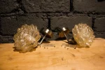 Lampe lotus éteinte, objet décoratif.