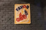 Affiche FAVOR, illustration cycles, motos, vélomoteurs.