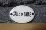 Plaque émaillée "Salle de bains", fixation murale.