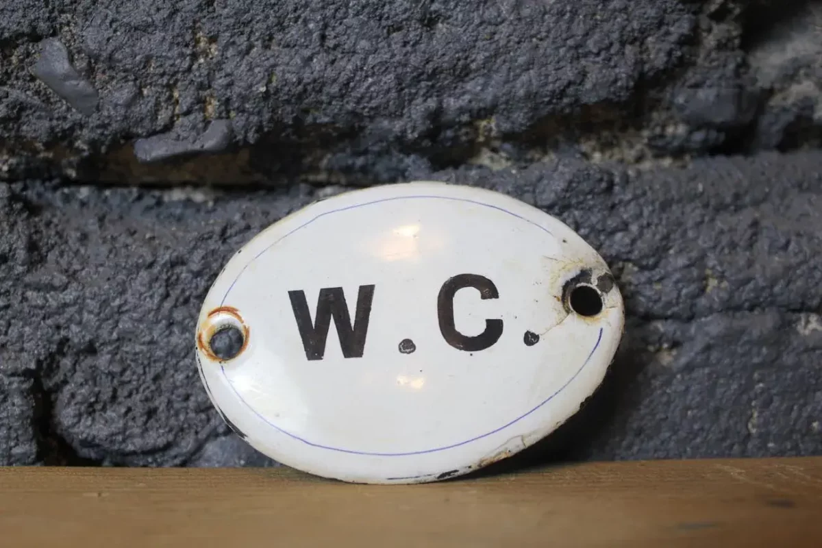 Détail des défauts d'accroche de la plaque WC.
