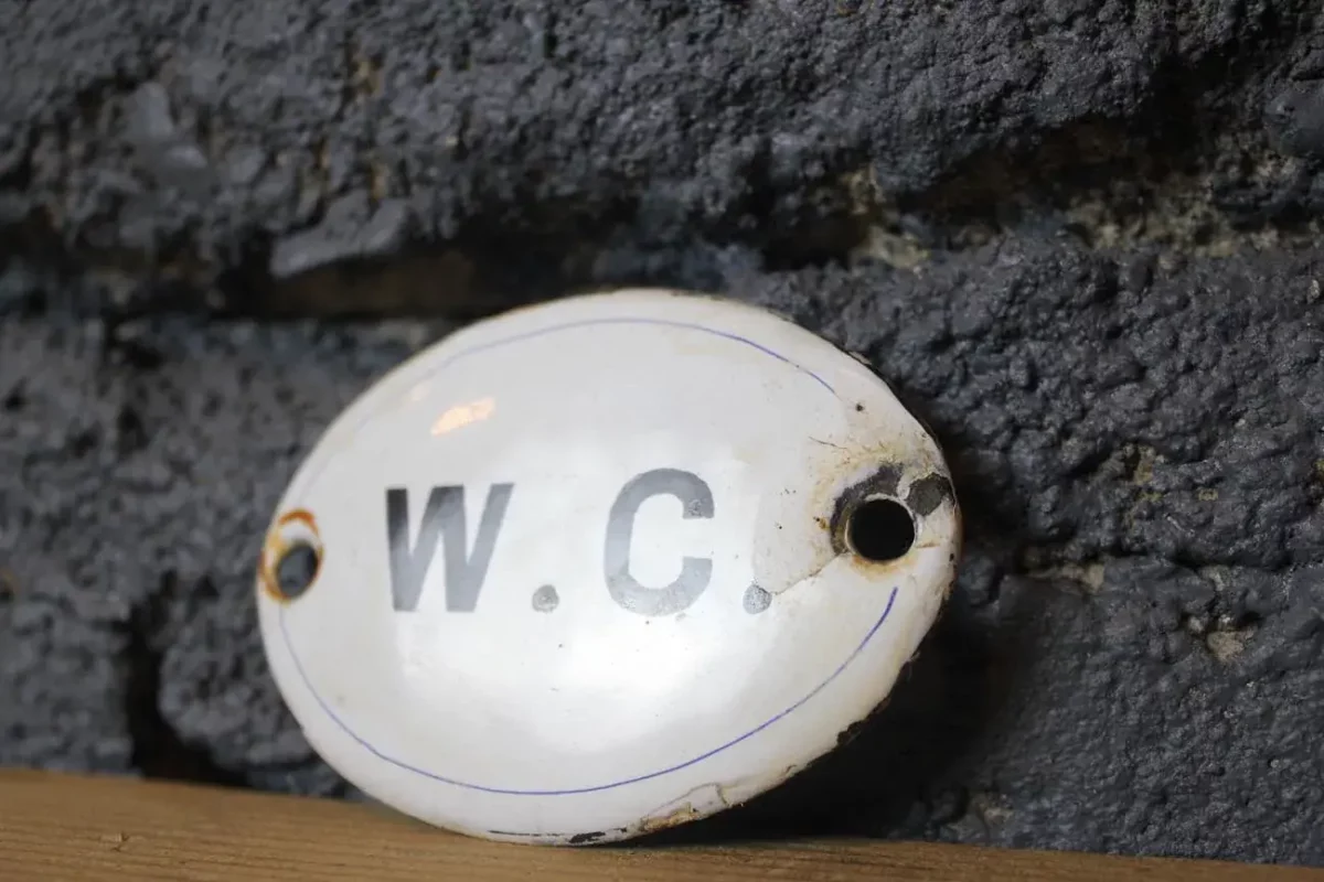 Gros plan sur l'émaillage de la plaque WC.